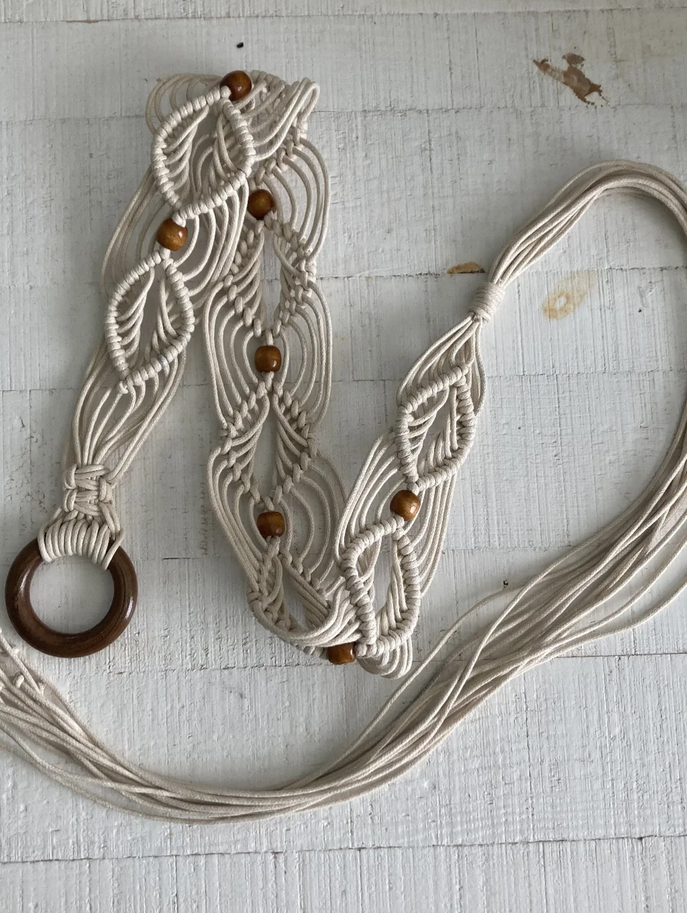 Boho Woven Macrame Rope Tie Beaded Waist Belt Tassel Tan Braided Beach Summer